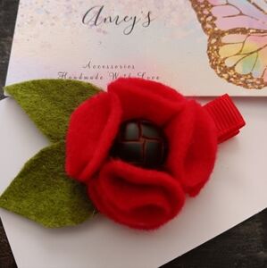 Red Flower Hair Clip for Kids